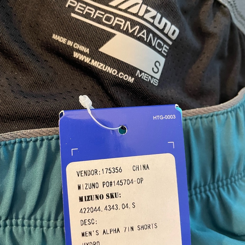 Mizuno Men’s Alpha 7” Short.  Size S.  New.  Color Hydro